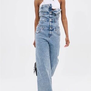AKIRA Blue Denim Layerd Jumpsuit